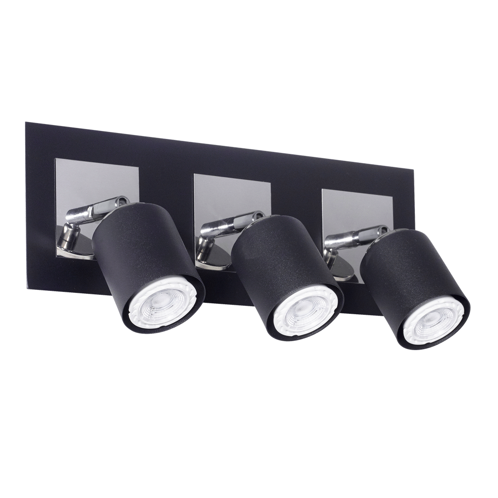 APLIQUE 3 LUCES BASE CUADRADA NEGRO/CROMO GU10